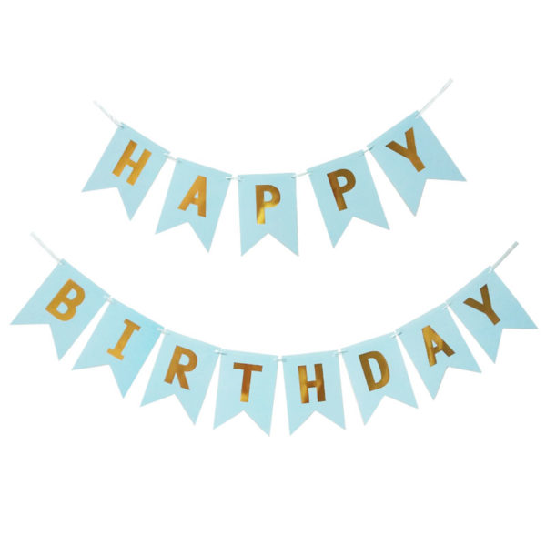 Blue Happy Birthday banner with Blue foil Curtains and Stars balloons ...