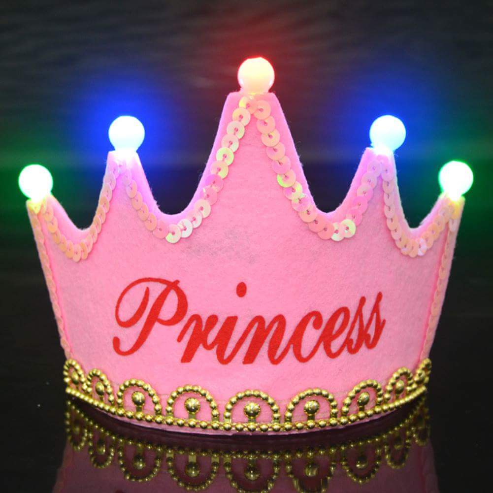Details about   12 Light up Sequin Crown Headband Girls LED Princess Crown Hair loop Party Crown 
