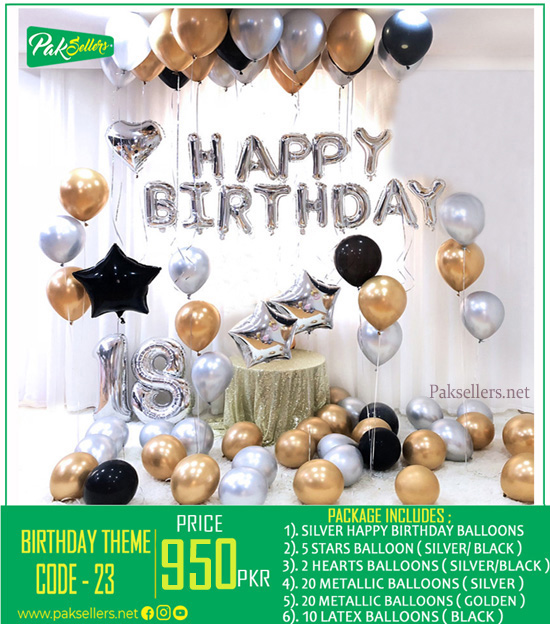 Silver Golden Birthday Theme Decoration Package Deal Code 23 Pak Sellers
