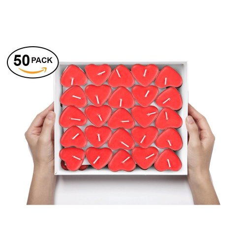 50pcs Red Heart Tealight Candles
