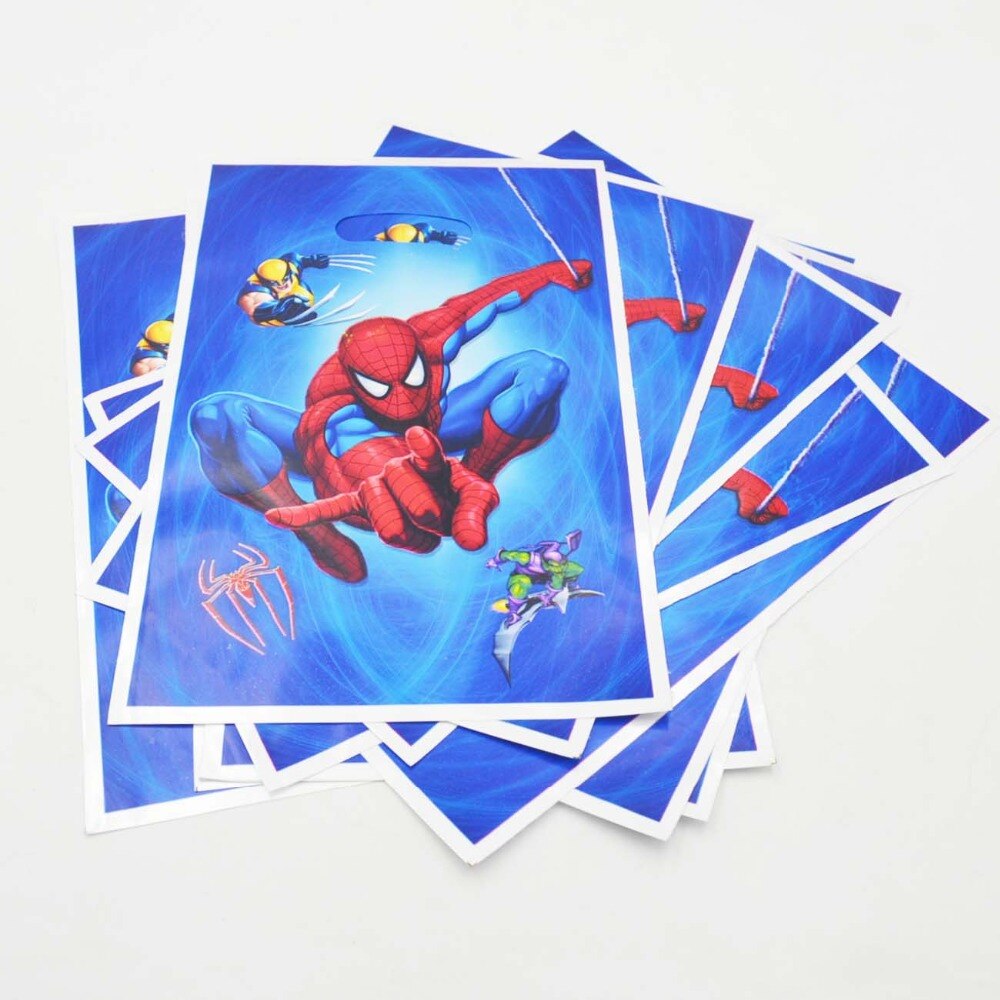 Spiderman Theme Bags - Pack of 10 Party Goodie Bags Birthday Gift Bags -  PAK SELLERS