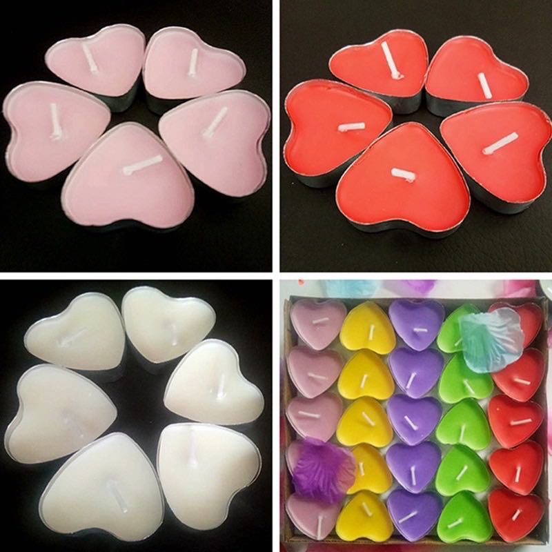 50pcs Heart Shape Tealight Candles Multicolor, for Valentine's Day